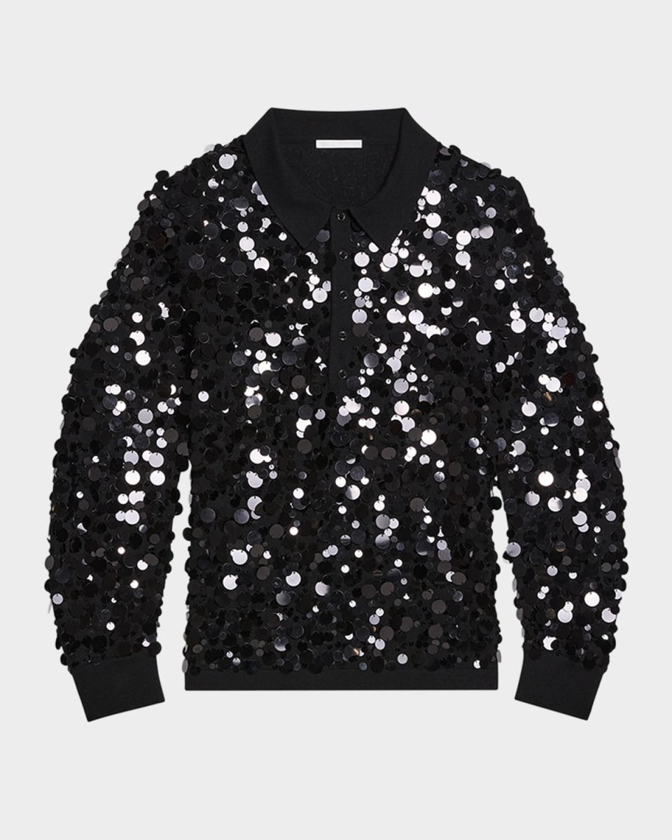 Sequined Polo Sweater